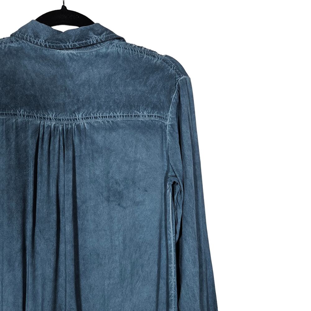Pilcro Anthropologie Kimberly Maxi Dress XSP Petite Blue Chambray Button Up - Picture 9 of 12